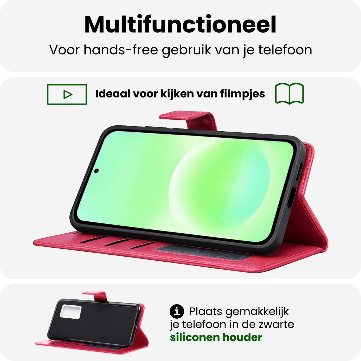 BASEY. BASEY. Samsung Galaxy A57 Hoesje Bookcase - Donkerroze