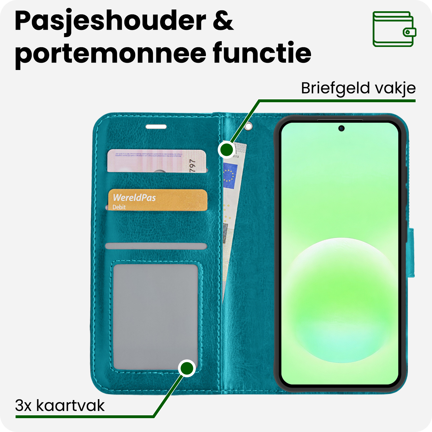 BASEY. BASEY. Samsung Galaxy A57 Hoesje Bookcase - Turquoise