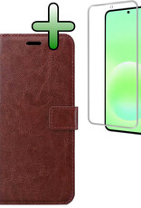 BASEY. BASEY. Samsung Galaxy A57 Hoesje Bookcase Met Screenprotector - Bruin