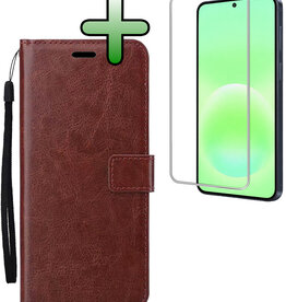 BASEY. BASEY. Samsung Galaxy A57 Hoesje Bookcase Met Screenprotector - Bruin