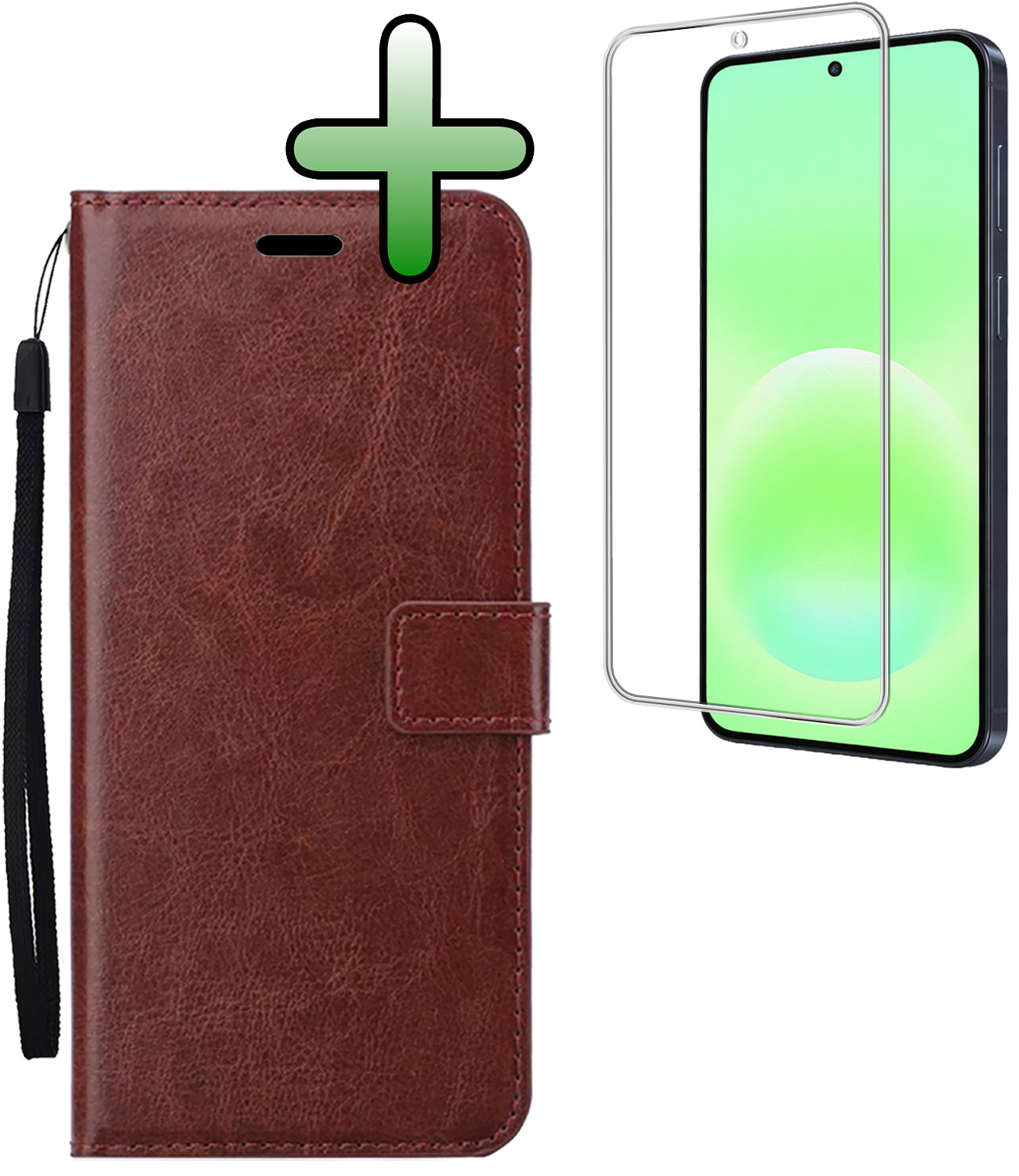 BASEY. BASEY. Samsung Galaxy A57 Hoesje Bookcase Met Screenprotector - Bruin