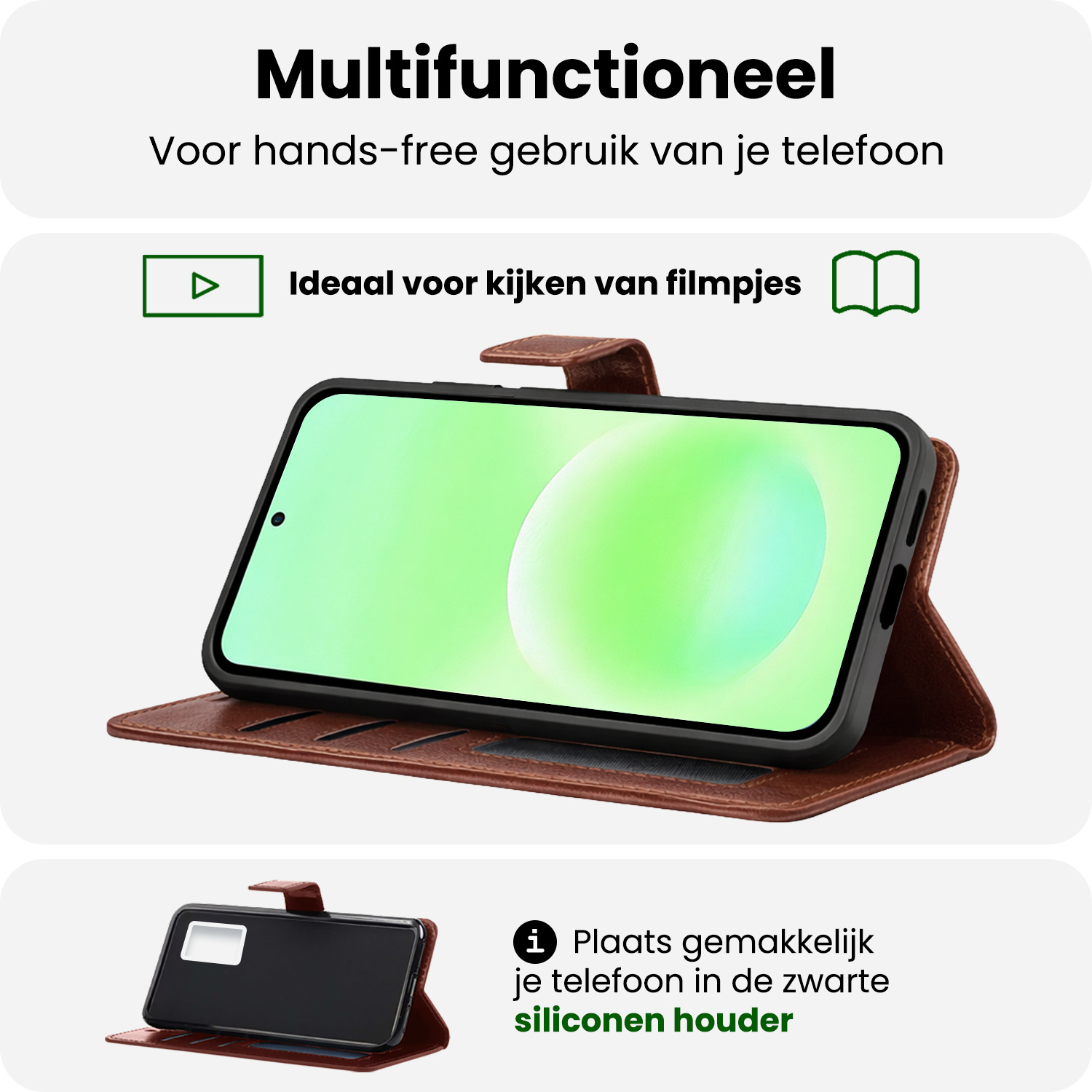 BASEY. BASEY. Samsung Galaxy A57 Hoesje Bookcase Met Screenprotector - Bruin