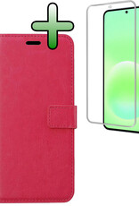 BASEY. BASEY. Samsung Galaxy A57 Hoesje Bookcase Met Screenprotector - Donkerroze