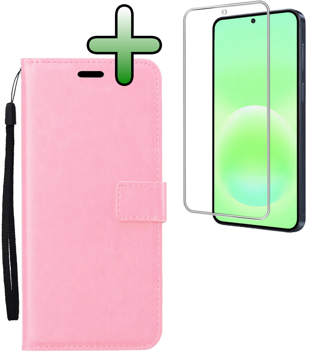 BASEY. BASEY. Samsung Galaxy A57 Hoesje Bookcase Met Screenprotector - Lichtroze