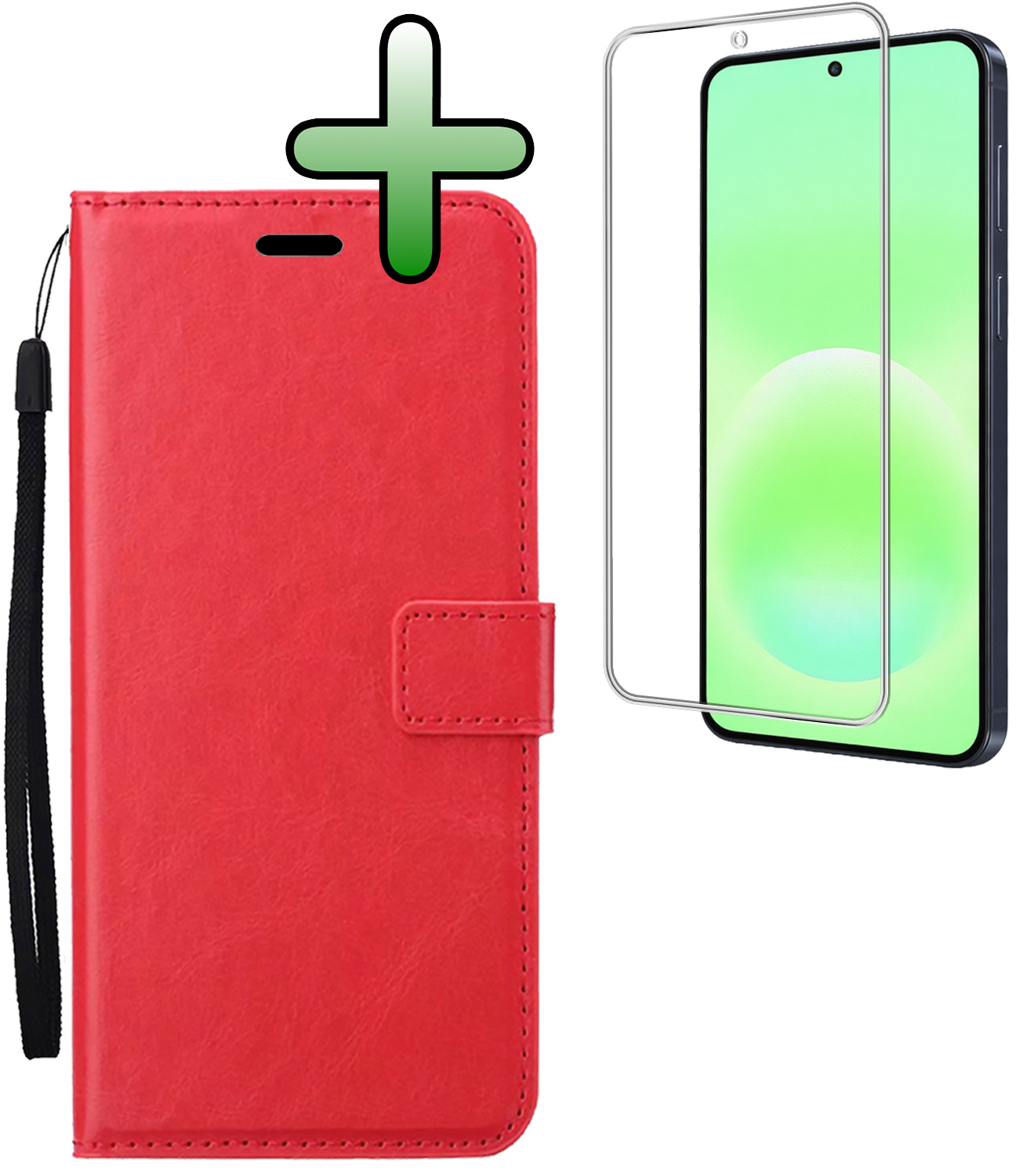 BASEY. BASEY. Samsung Galaxy A57 Hoesje Bookcase Met Screenprotector - Rood