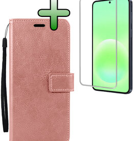 BASEY. BASEY. Samsung Galaxy A57 Hoesje Bookcase Met Screenprotector - Rose Goud