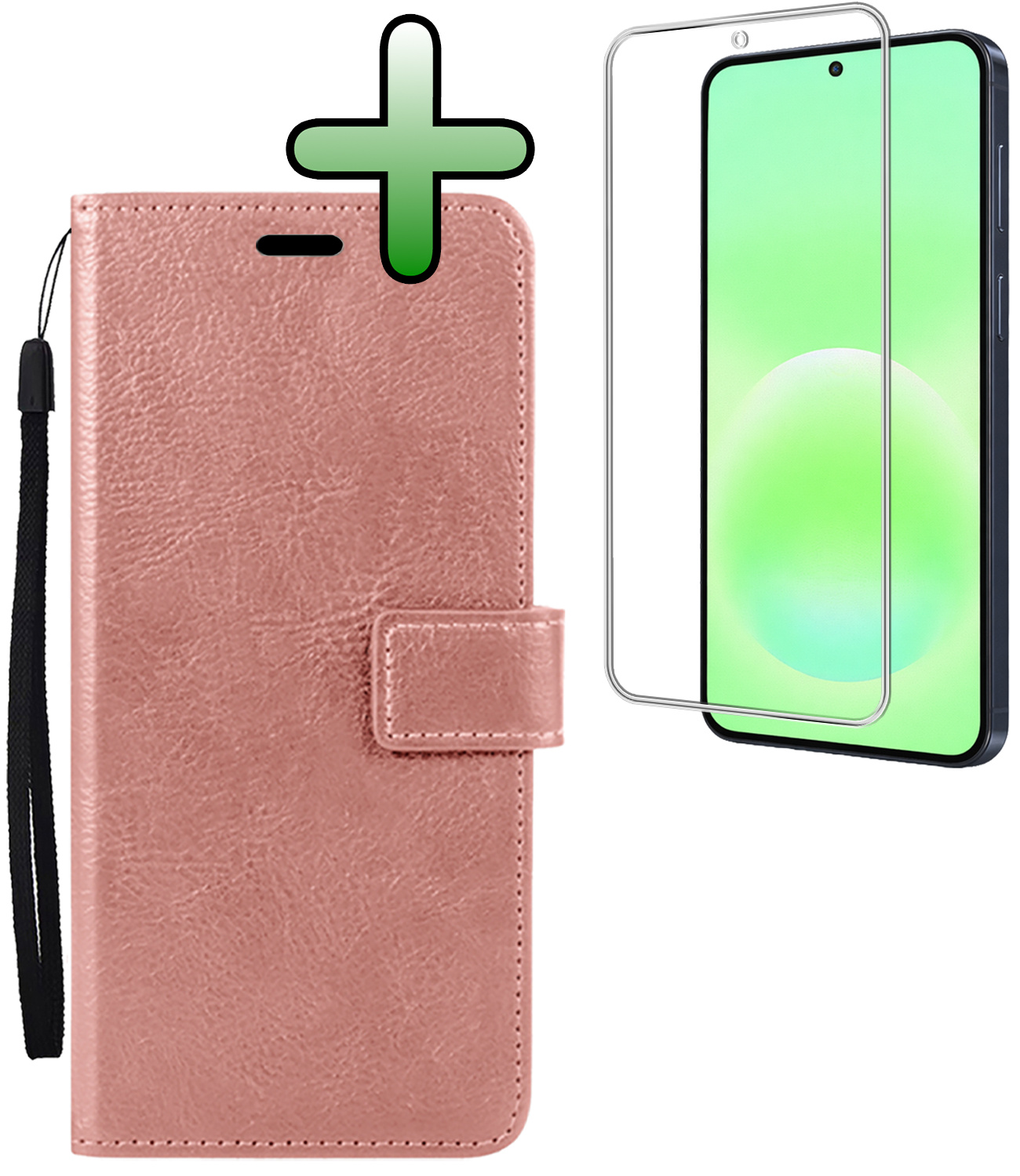 BASEY. BASEY. Samsung Galaxy A57 Hoesje Bookcase Met Screenprotector - Rose Goud