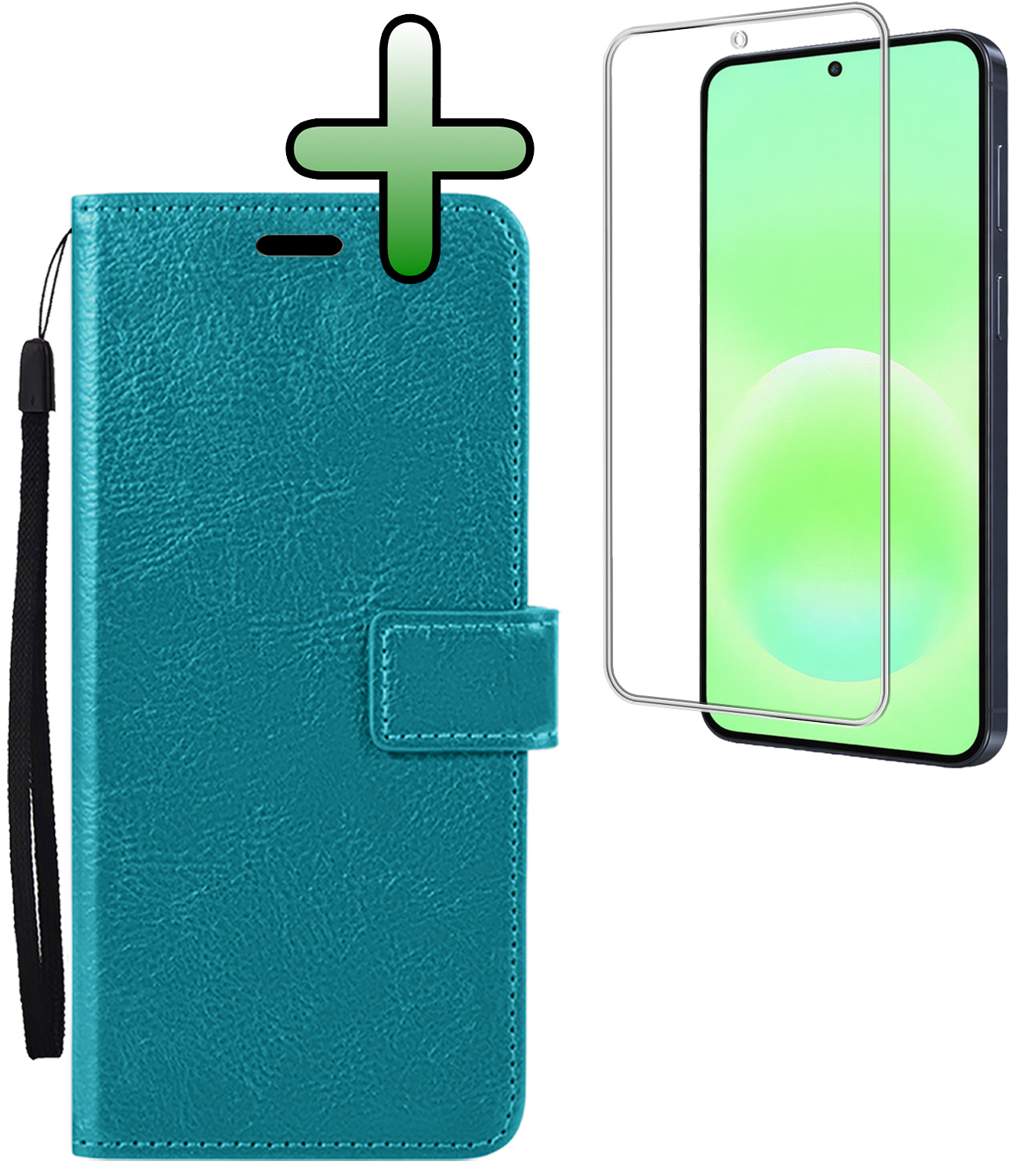 BASEY. BASEY. Samsung Galaxy A57 Hoesje Bookcase Met Screenprotector - Turquoise