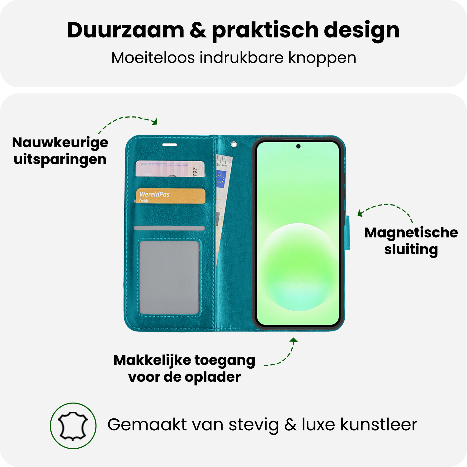 BASEY. BASEY. Samsung Galaxy A57 Hoesje Bookcase Met Screenprotector - Turquoise