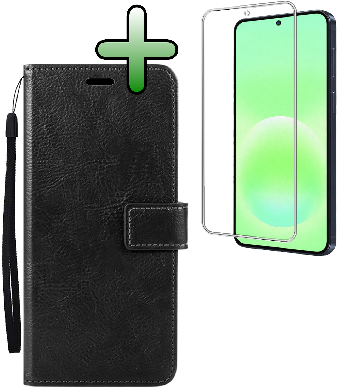 BASEY. BASEY. Samsung Galaxy A57 Hoesje Bookcase Met Screenprotector - Zwart