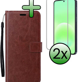 BASEY. BASEY. Samsung Galaxy A57 Hoesje Bookcase Met 2x Screenprotector - Bruin