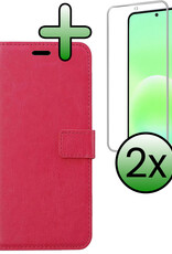 BASEY. BASEY. Samsung Galaxy A57 Hoesje Bookcase Met 2x Screenprotector - Donkerroze