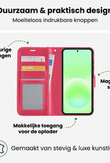 BASEY. BASEY. Samsung Galaxy A57 Hoesje Bookcase Met 2x Screenprotector - Donkerroze