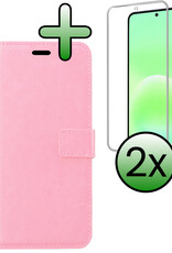 BASEY. BASEY. Samsung Galaxy A57 Hoesje Bookcase Met 2x Screenprotector - Lichtroze