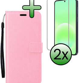 BASEY. BASEY. Samsung Galaxy A57 Hoesje Bookcase Met 2x Screenprotector - Lichtroze