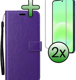 BASEY. BASEY. Samsung Galaxy A57 Hoesje Bookcase Met 2x Screenprotector - Paars