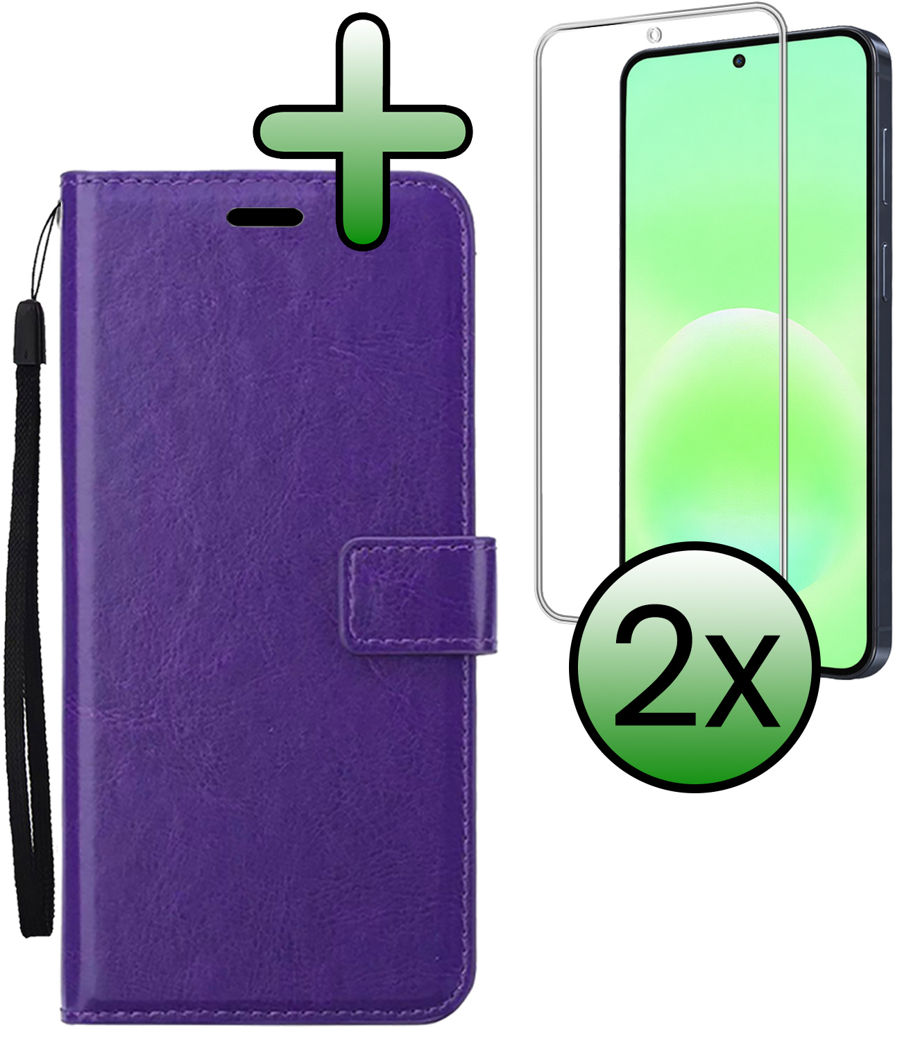 BASEY. BASEY. Samsung Galaxy A57 Hoesje Bookcase Met 2x Screenprotector - Paars