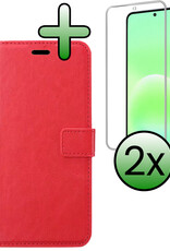 BASEY. BASEY. Samsung Galaxy A57 Hoesje Bookcase Met 2x Screenprotector - Rood