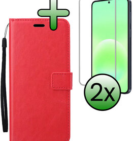 BASEY. BASEY. Samsung Galaxy A57 Hoesje Bookcase Met 2x Screenprotector - Rood