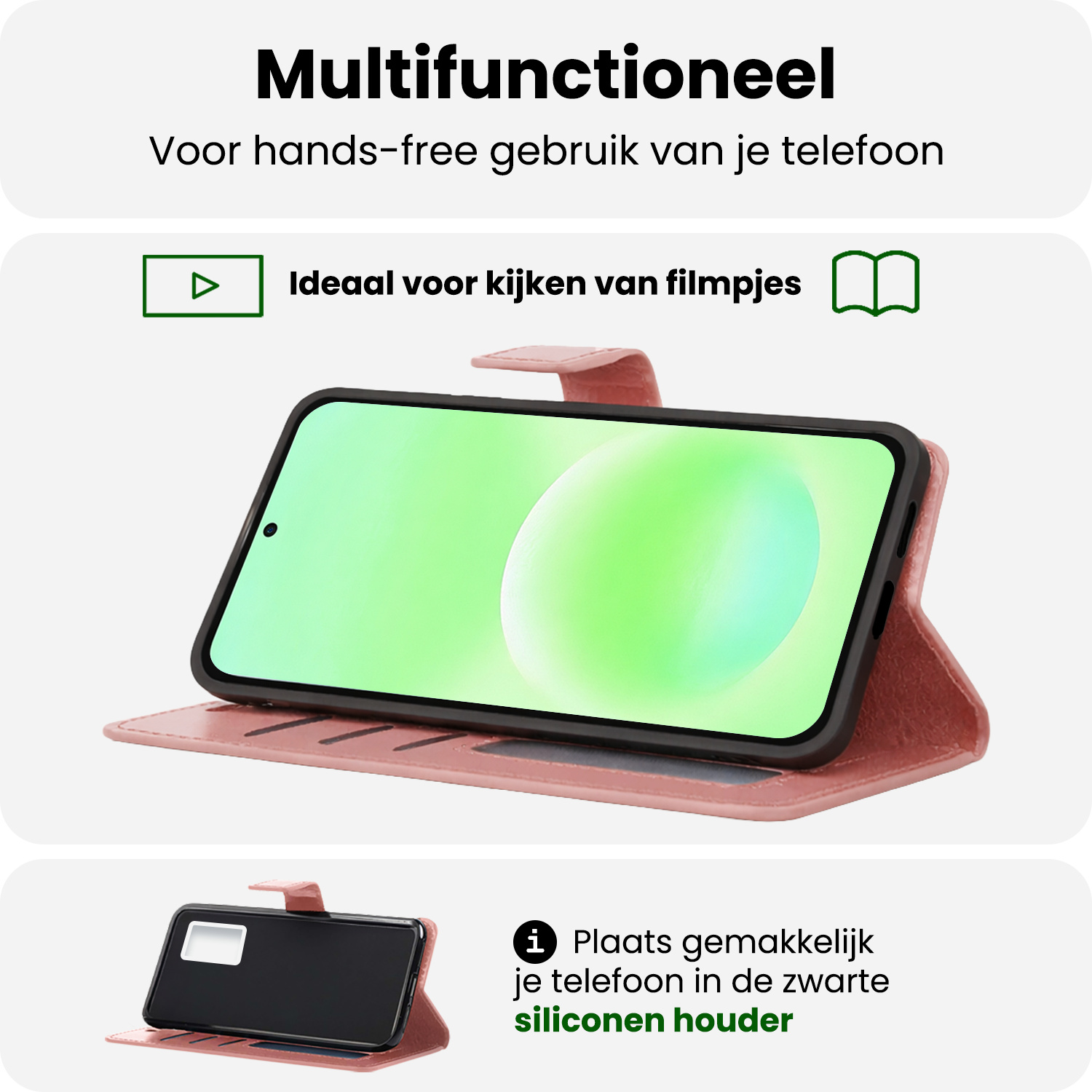 BASEY. BASEY. Samsung Galaxy A57 Hoesje Bookcase Met 2x Screenprotector - Rose Goud