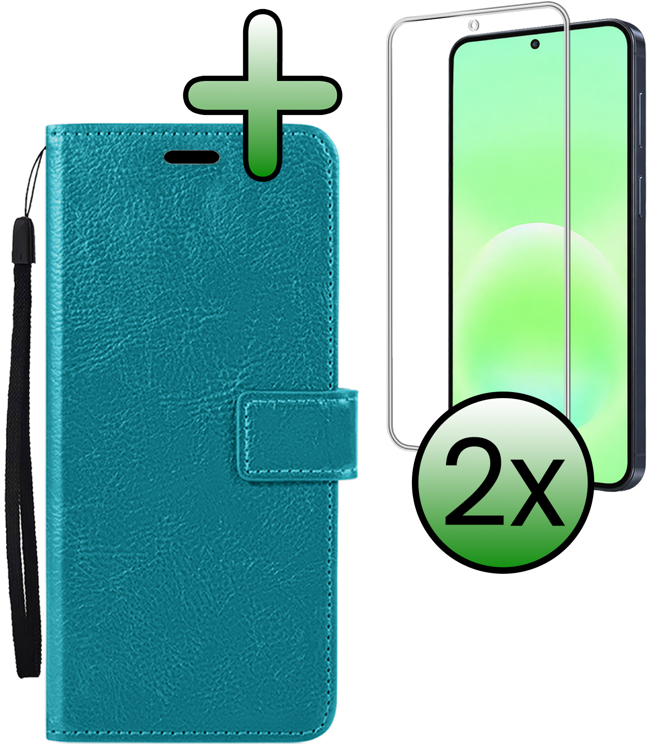 BASEY. BASEY. Samsung Galaxy A57 Hoesje Bookcase Met 2x Screenprotector - Turquoise