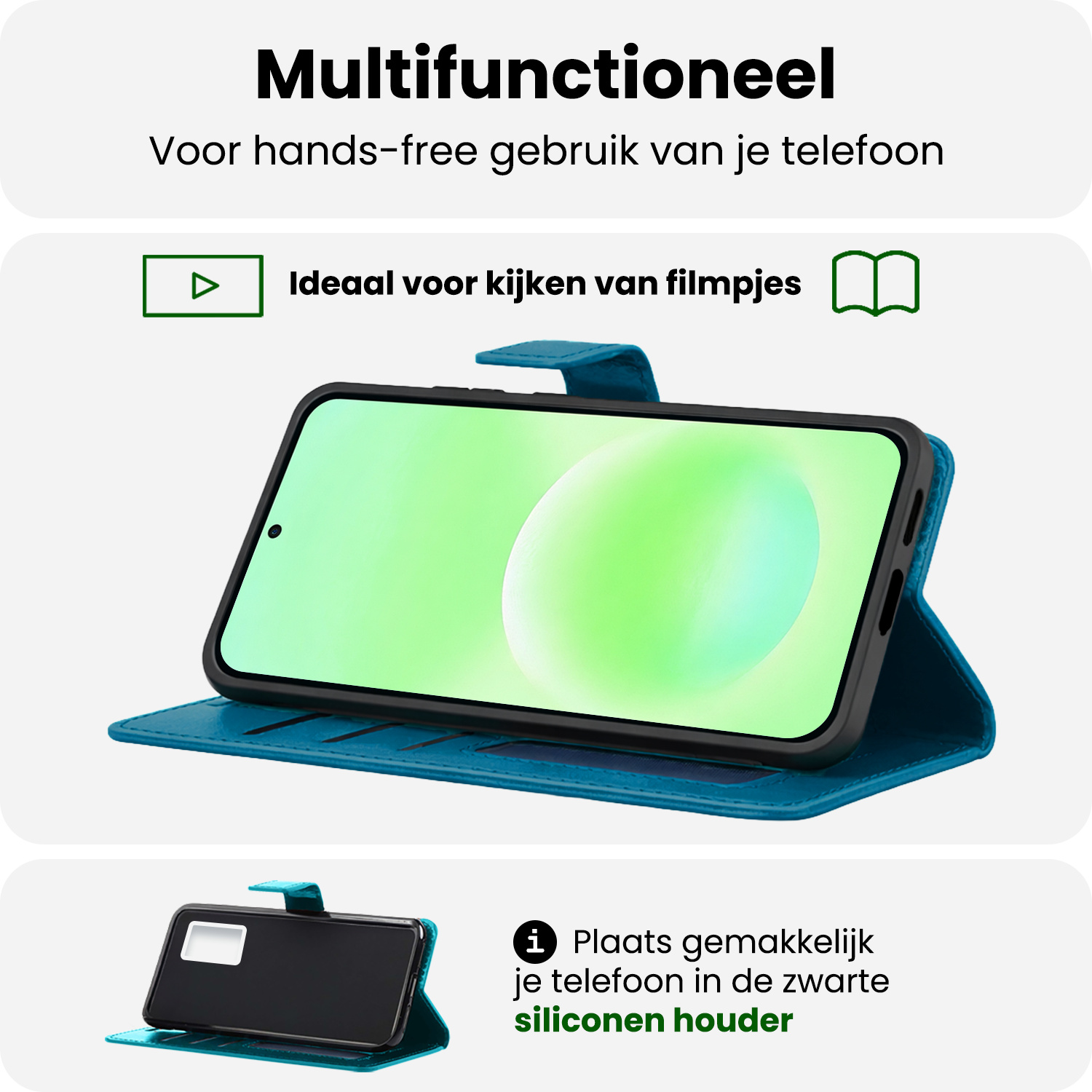 BASEY. BASEY. Samsung Galaxy A57 Hoesje Bookcase Met 2x Screenprotector - Turquoise