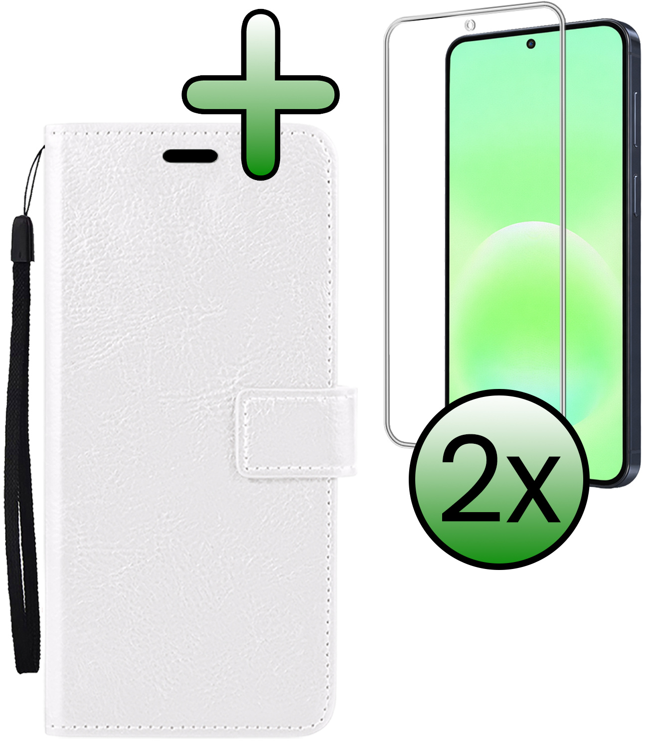 BASEY. BASEY. Samsung Galaxy A57 Hoesje Bookcase Met 2x Screenprotector - Wit