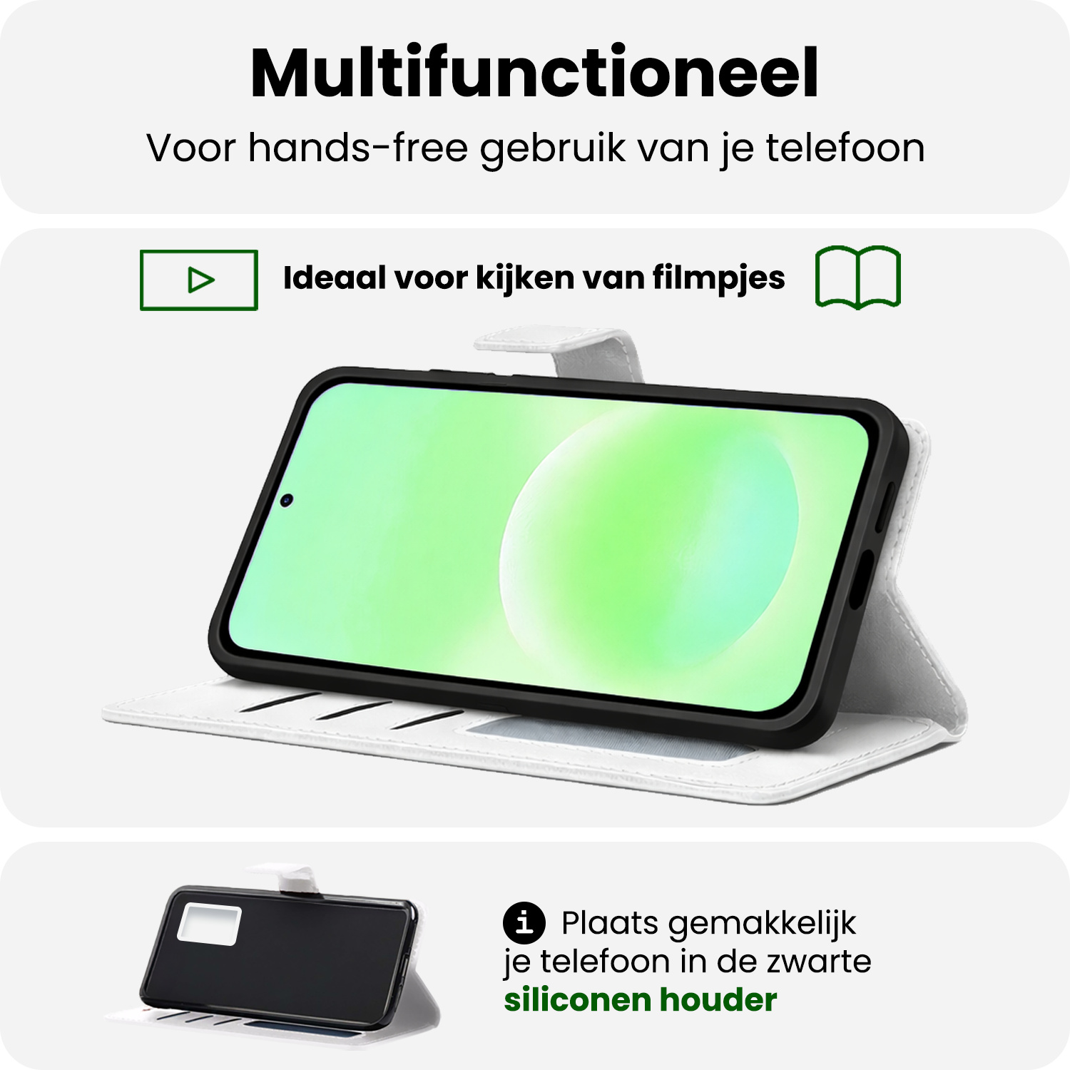 BASEY. BASEY. Samsung Galaxy A57 Hoesje Bookcase Met 2x Screenprotector - Wit