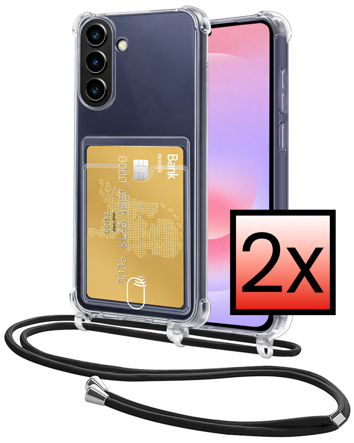 NoXx NoXx Samsung Galaxy A37 Hoesje Pashouder met Koord - 2 PACK