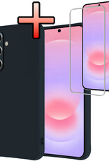 NoXx NoXx Samsung Galaxy A37 Hoesje Siliconen Met Screenprotector - Donkerblauw