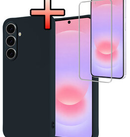 NoXx NoXx Samsung Galaxy A37 Hoesje Siliconen Met Screenprotector - Donkerblauw