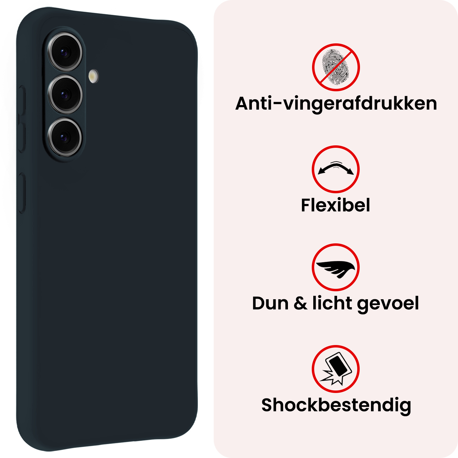 NoXx NoXx Samsung Galaxy A37 Hoesje Siliconen Met Screenprotector - Donkerblauw
