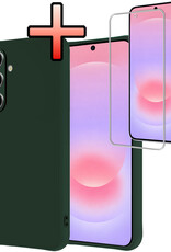 NoXx NoXx Samsung Galaxy A37 Hoesje Siliconen Met Screenprotector - Donkergroen