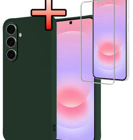 NoXx NoXx Samsung Galaxy A37 Hoesje Siliconen Met Screenprotector - Donkergroen