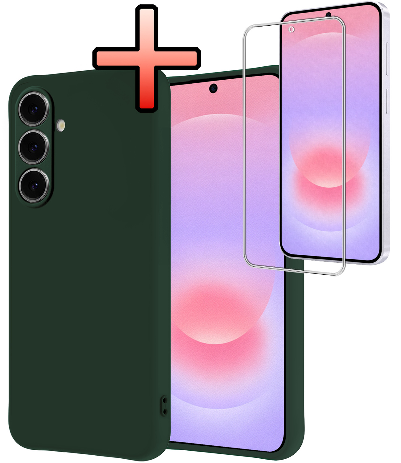 NoXx NoXx Samsung Galaxy A37 Hoesje Siliconen Met Screenprotector - Donkergroen