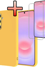 NoXx NoXx Samsung Galaxy A37 Hoesje Siliconen Met Screenprotector - Geel