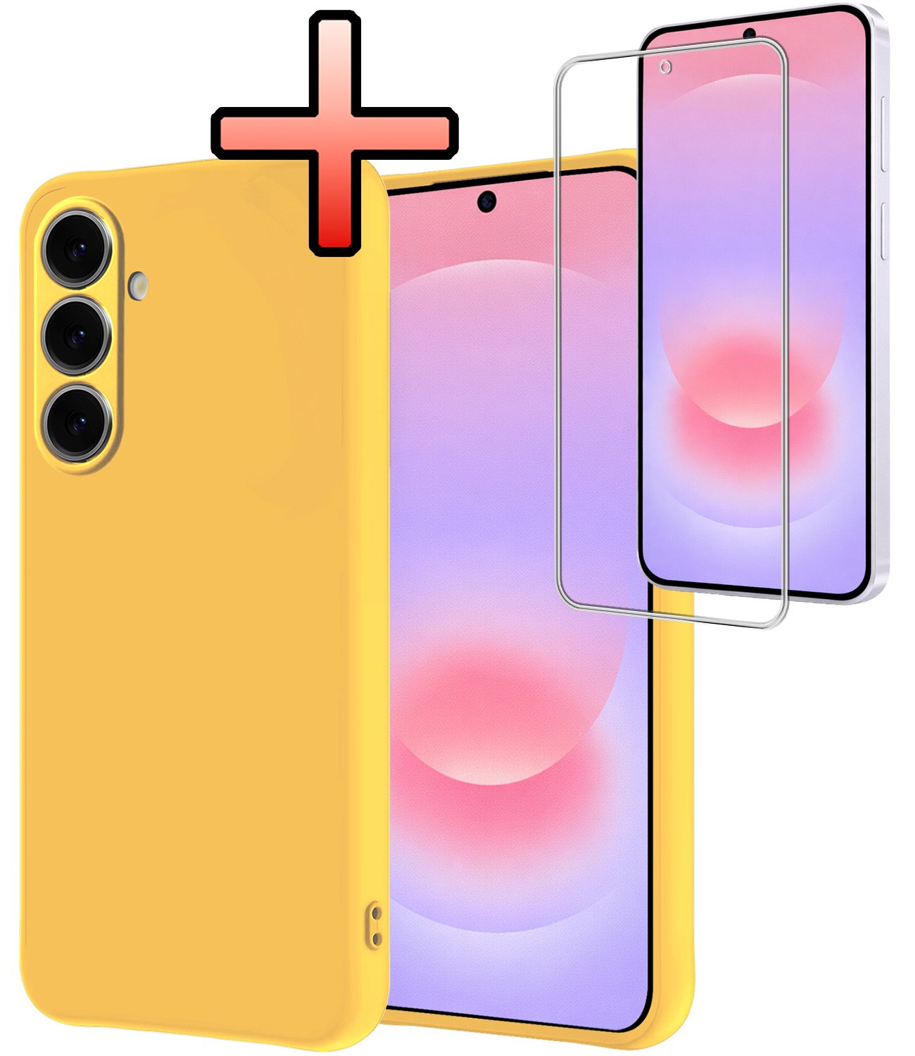 NoXx NoXx Samsung Galaxy A37 Hoesje Siliconen Met Screenprotector - Geel