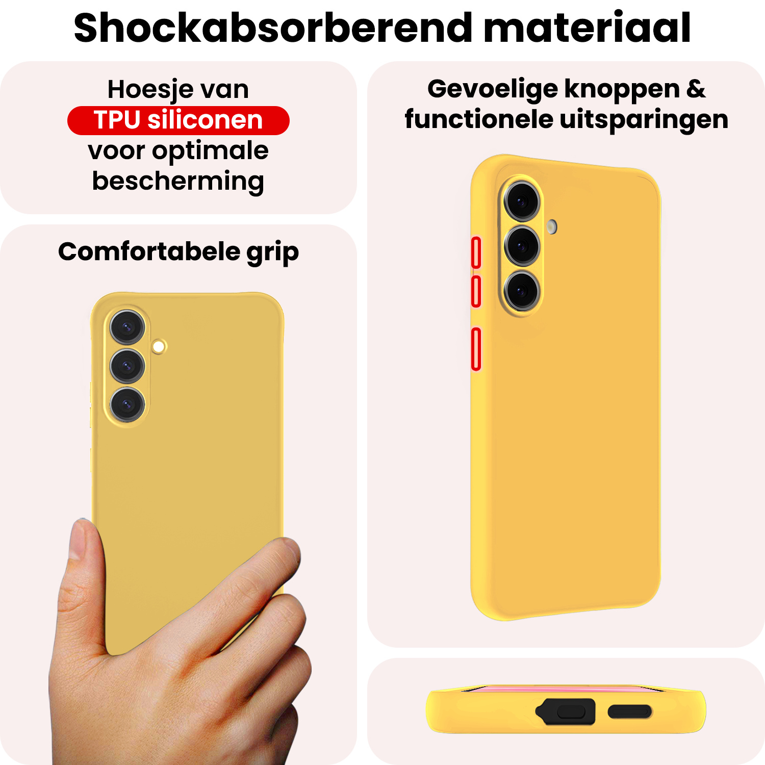 NoXx NoXx Samsung Galaxy A37 Hoesje Siliconen Met Screenprotector - Geel