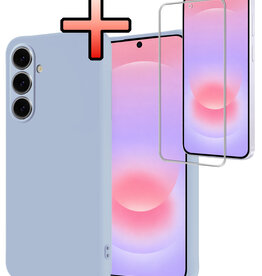 NoXx NoXx Samsung Galaxy A37 Hoesje Siliconen Met Screenprotector - Lichtblauw