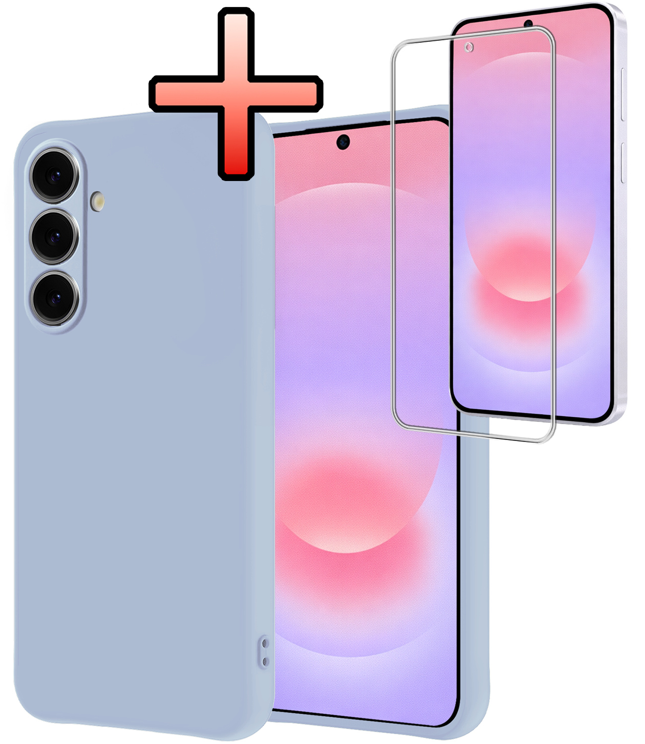 NoXx NoXx Samsung Galaxy A37 Hoesje Siliconen Met Screenprotector - Lichtblauw