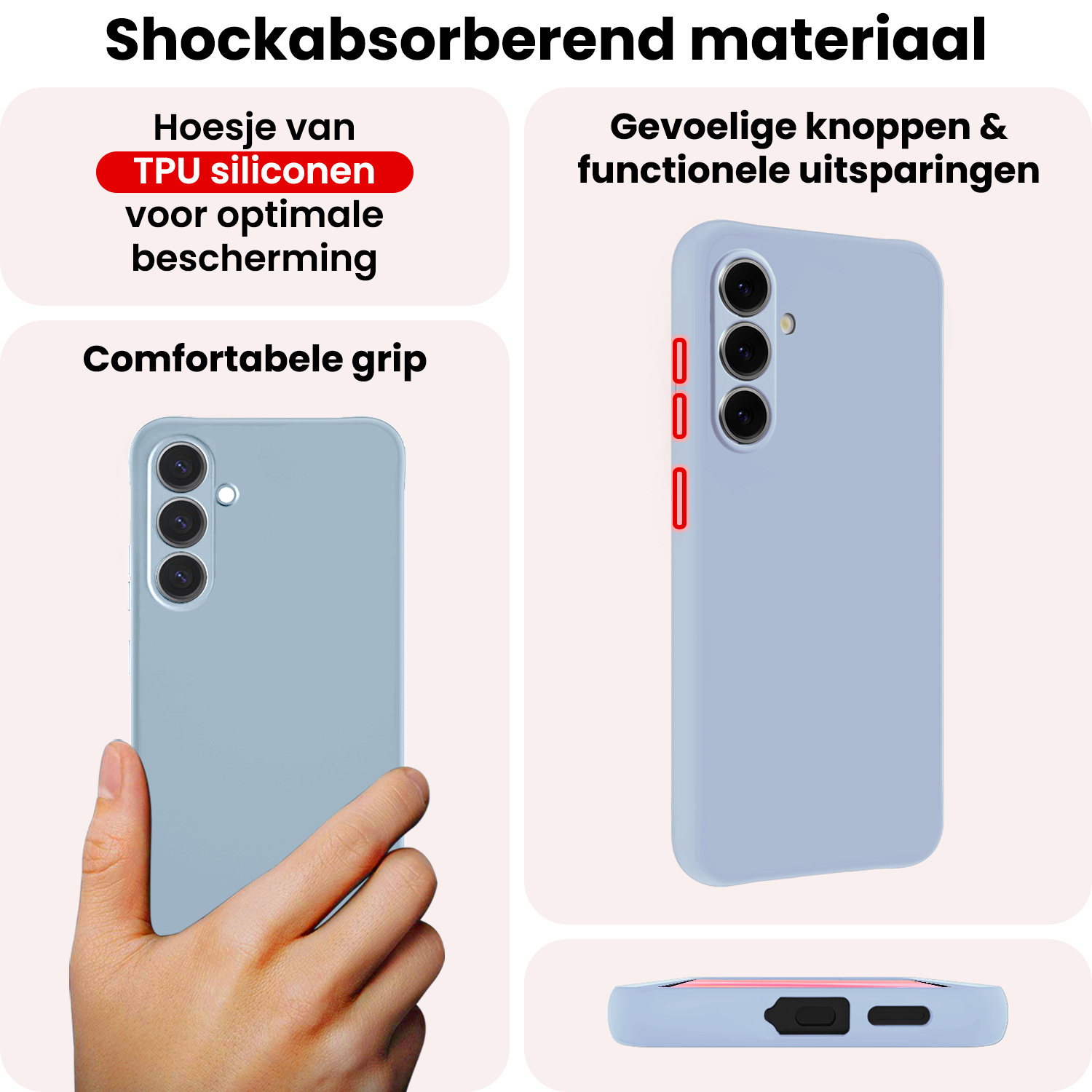 NoXx NoXx Samsung Galaxy A37 Hoesje Siliconen Met Screenprotector - Lichtblauw