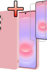 NoXx NoXx Samsung Galaxy A37 Hoesje Siliconen Met Screenprotector - Lichtroze