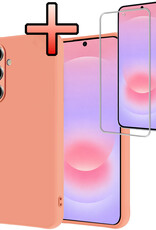 NoXx NoXx Samsung Galaxy A37 Hoesje Siliconen Met Screenprotector - Perzik