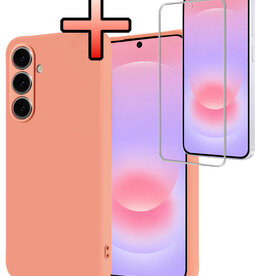 NoXx NoXx Samsung Galaxy A37 Hoesje Siliconen Met Screenprotector - Perzik