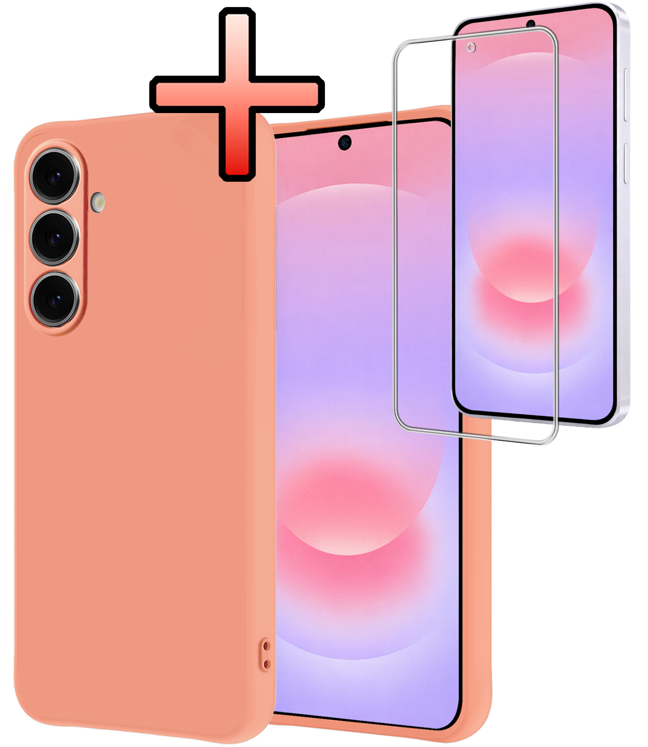 NoXx NoXx Samsung Galaxy A37 Hoesje Siliconen Met Screenprotector - Perzik