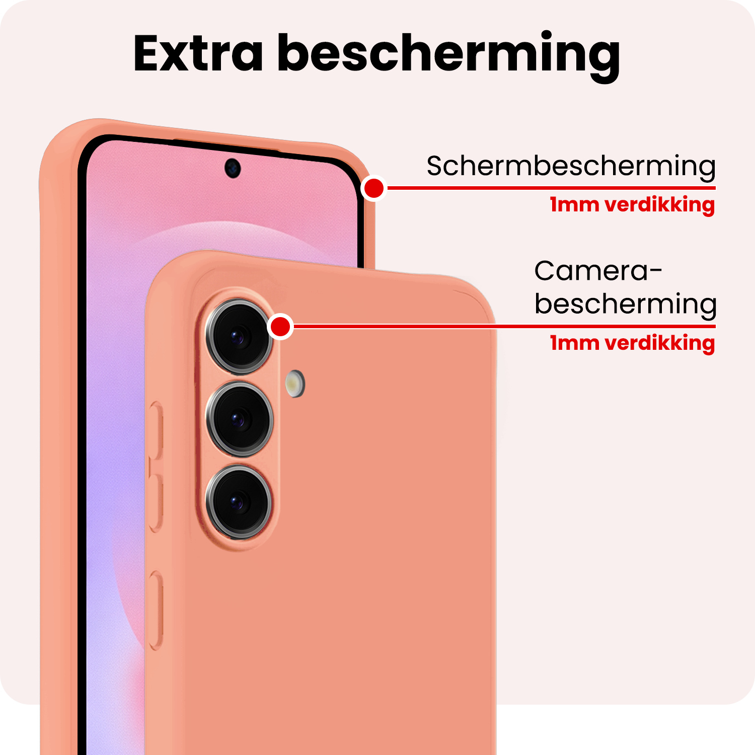 NoXx NoXx Samsung Galaxy A37 Hoesje Siliconen Met Screenprotector - Perzik