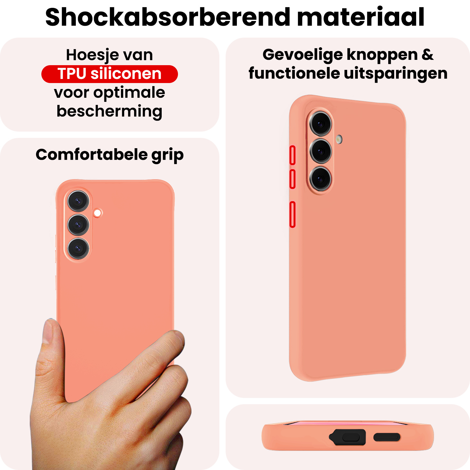 NoXx NoXx Samsung Galaxy A37 Hoesje Siliconen Met Screenprotector - Perzik