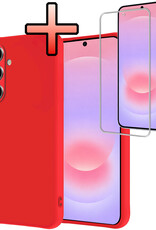 NoXx NoXx Samsung Galaxy A37 Hoesje Siliconen Met Screenprotector - Rood