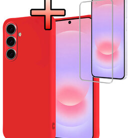 NoXx NoXx Samsung Galaxy A37 Hoesje Siliconen Met Screenprotector - Rood