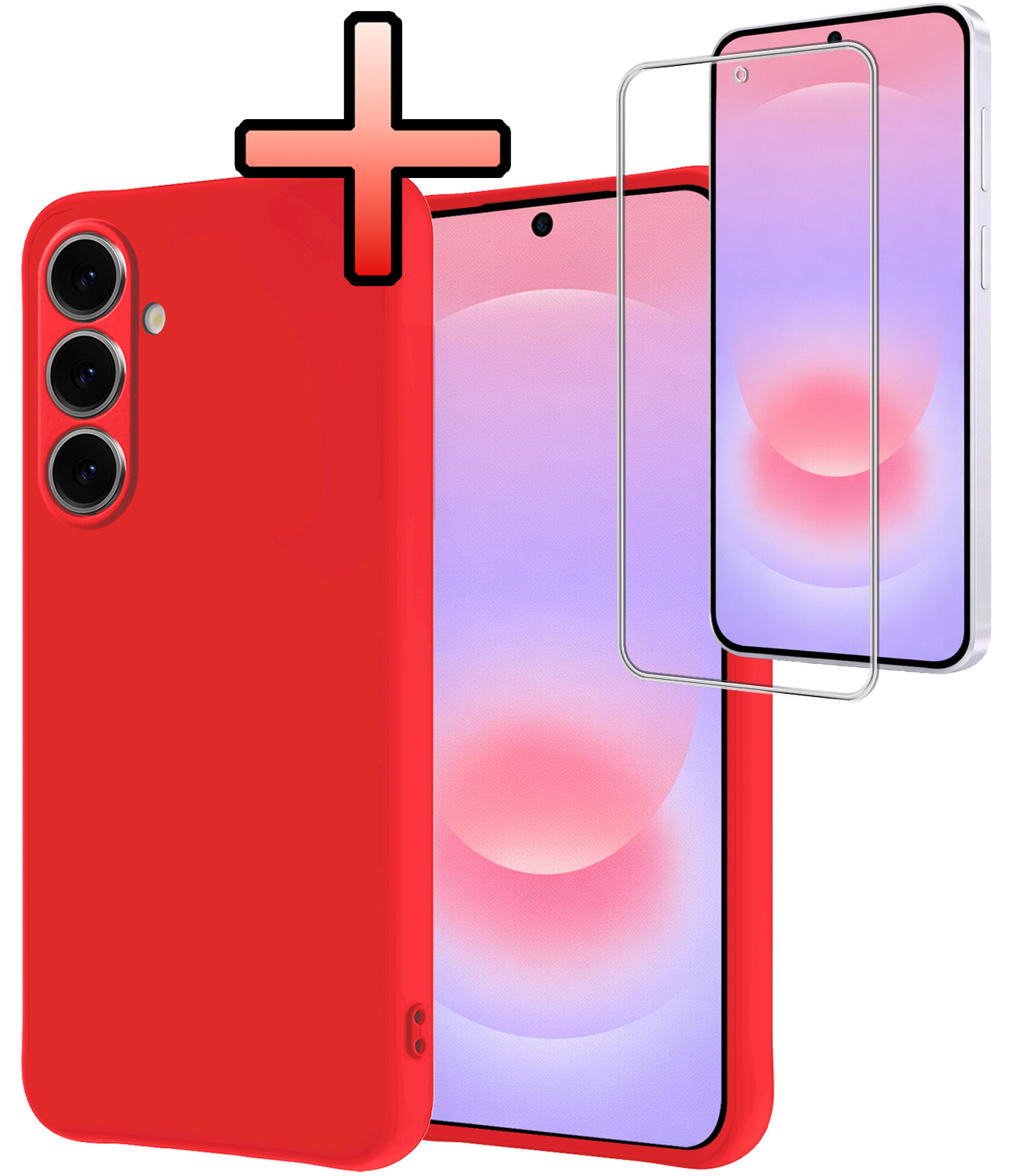 NoXx NoXx Samsung Galaxy A37 Hoesje Siliconen Met Screenprotector - Rood